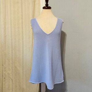 DEAR JOHN‎ Periwinkle Blue V Neck Knit Tank Top Women Size L Breathable Relaxed